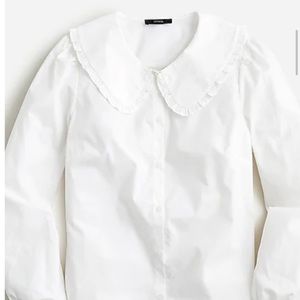 J crew ruffle collar button up shirt White size 10 gently used